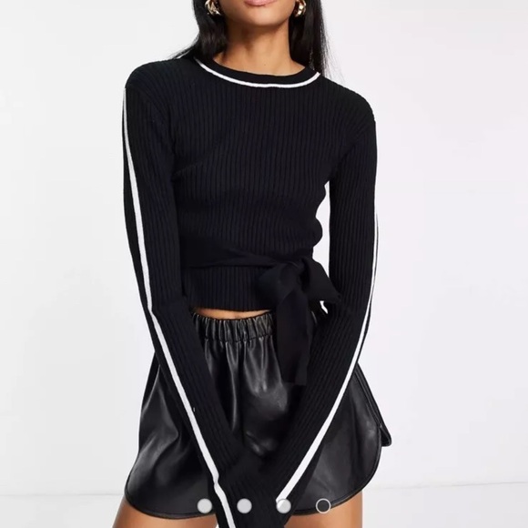 4th and Reckless ribbed knit SET top and bottom XS black and white SUPER SOFT - Picture 9 of 16